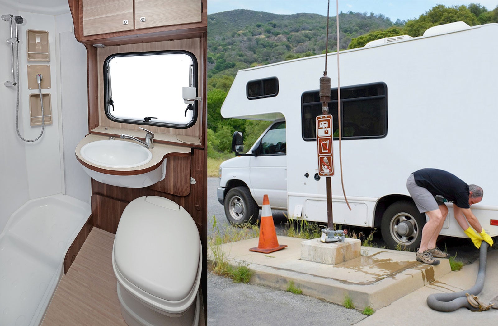Portable RV/camper toilet and holding tank setup in Waycross, Georgia