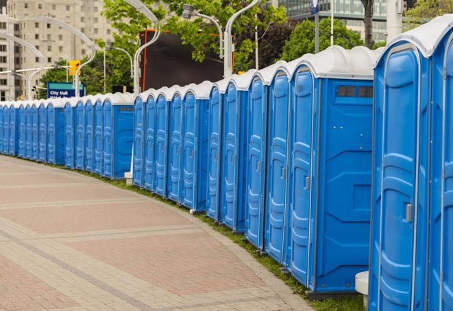 Seasonal porta potty units set up at a Waycross, Georgia venue