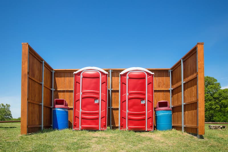 Short-term porta potty units staged for delivery in Waycross, Georgia